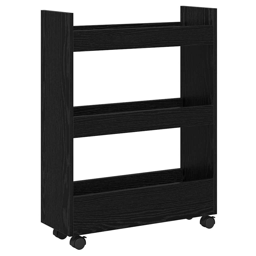 Narrow Storage Trolley Black Oak Effect
