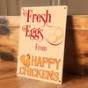 1 Piece of Happy Chick Fresh Eggs Country Style Metal Hanging Plaque, Kitchen and Dining Room Wall Decoration, Retro Tin Paintin