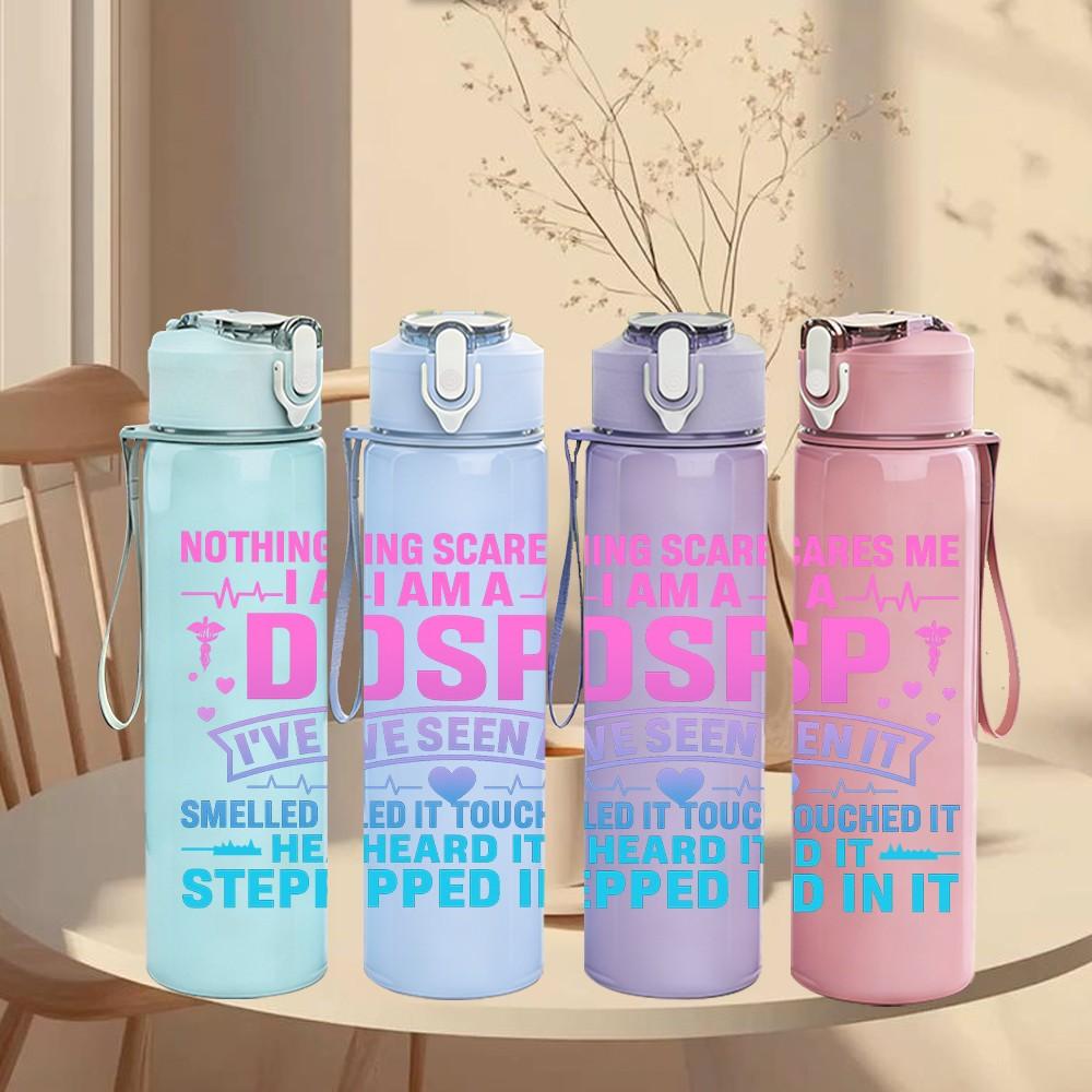 1PC DSP Mom Protective Text 750ml Color Plastic Sports Water Bottle Leakproof Flip Straw Lid Suitable for Sports Office Home Use