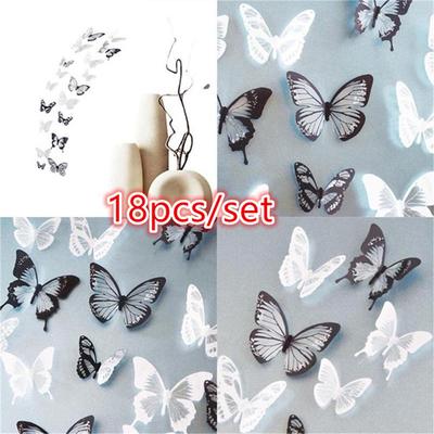 18 pz/set fai da te 3D adesivi murali farfalla decalcomania di arte farfalle in PVC decorazioni per la casa
