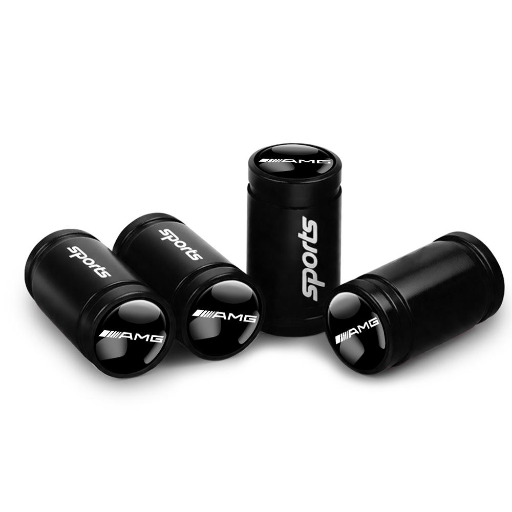 4Pc Car Metal Wheel Tire Air Valve Dust Caps Accessories for Mercedes-Benz Maybach E-Class C-Class S-Class S450 S560 S600 S680