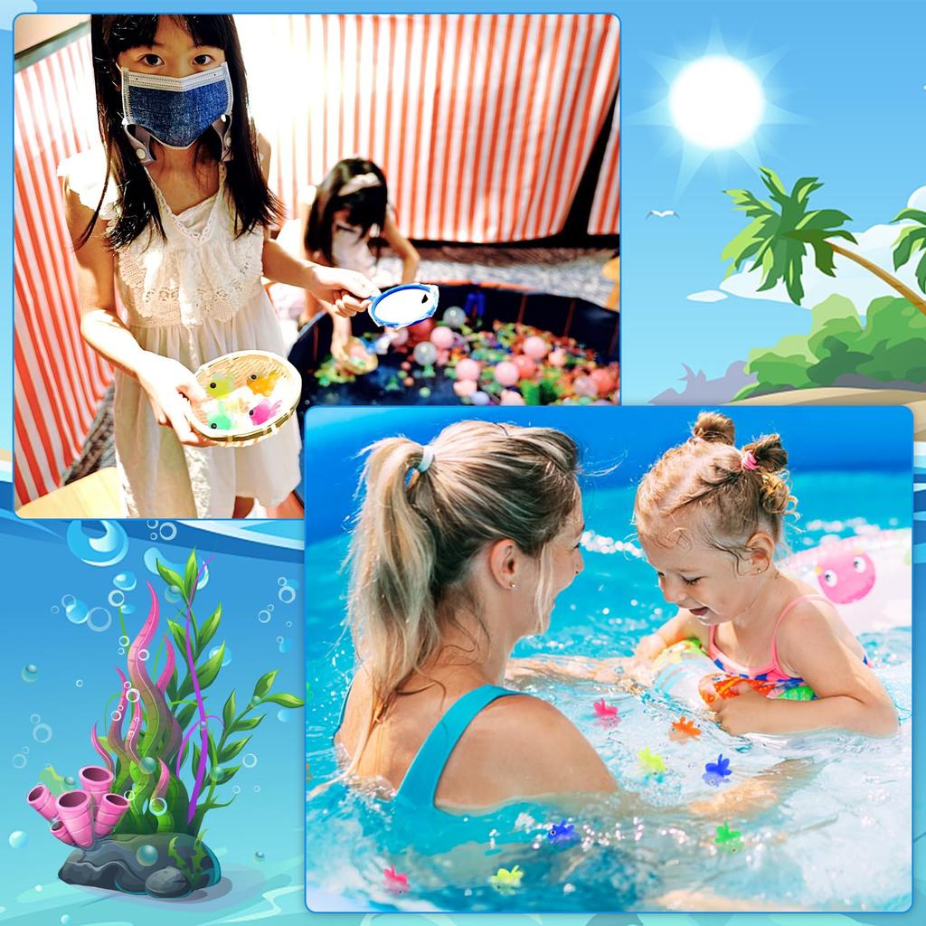 HUAZONTOM Goldfisch-Fangfest Schwimmendes Set von 4 Simulation Mini Haus Fest Sommer Preis Set Spielzeug, Fangen, Goldfisch, 100, Farben, Goldfisch,