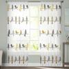 Bird Plaid Flower Yellow Orange Sheer Curtains For Living Room Bedroom Home Decor Kitchen Tulle For Windows Voile Drapes