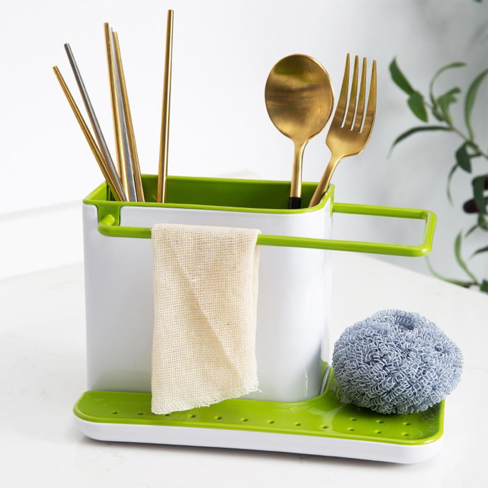 Storage Shelf Sponge Holder Draining Sink Box Kitchen Organizer Draining Rack Dish Storage Rack Stands Utensils Towel Rack