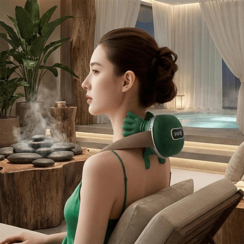 Bionic Kneading Shoulder Neck Massager Heating Compress Deep Tissue Bionic Kneading Massager Usb Rechargeable Wireless