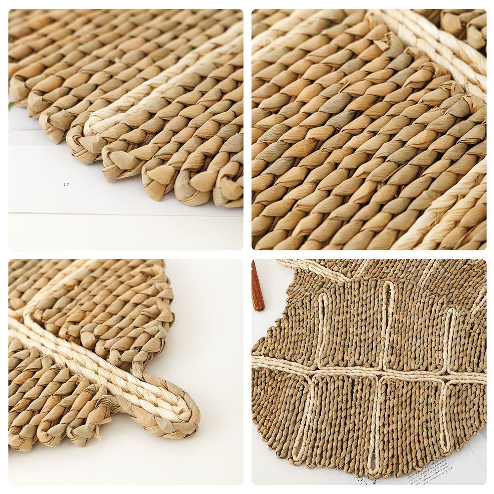 Leaf Type Woven Placemats for Dining Table, Heat Resistant Place Mats, Anti Skidding Pad, Hand Woven Potholders, House Decoratio