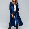 Women's Fashion Solid Color Long Sleeved Cardigan Retro Slit Loose Windbreaker Jacket