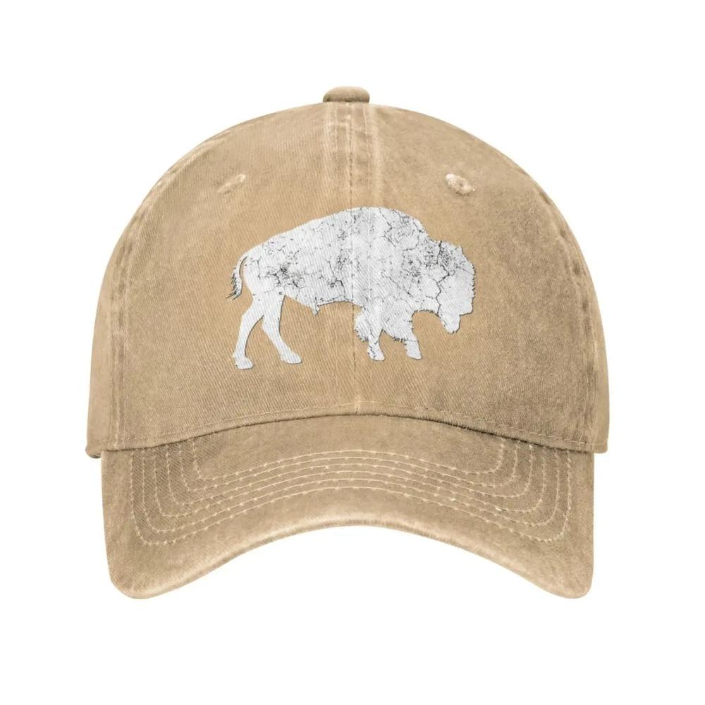 Bison Animal Lover Gifts Cowboy Hat Trucker Hat Baseball Hat Snapback Golf Hat Summer Hats Distresseded Buffalo Vintage
