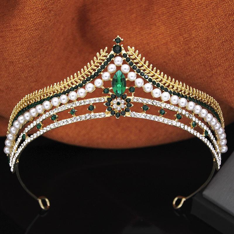 Princess Girls Tiaras and Crowns Rhinestone Imitation Pearls Headband Elegant Bridal Wedding Crown Party Birthday Hair Jewelry