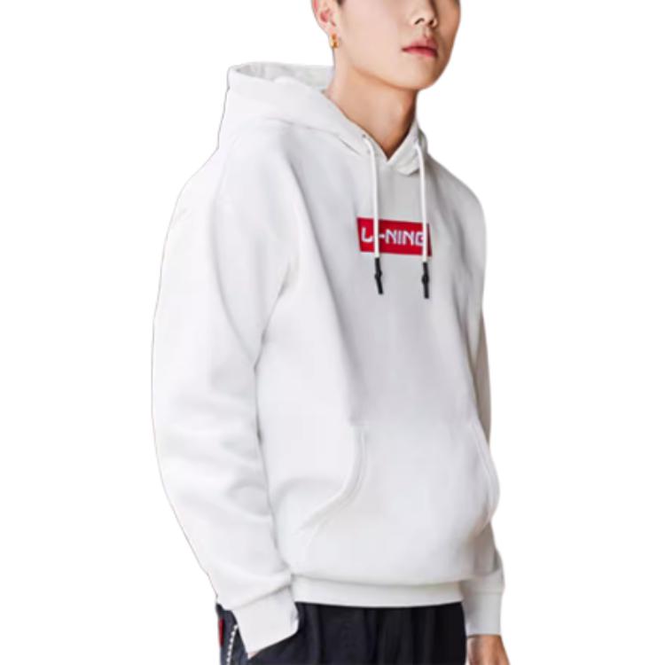 Li Ning Sports Fashion Collection Sweatshirts Unisex White Hooded Thickened Regular AWDRC33-1