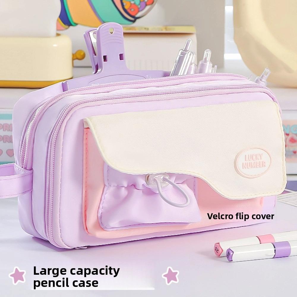Multi-layered Macaron Color Pencil Bag Large Capacity Pen Pencil Case  Office