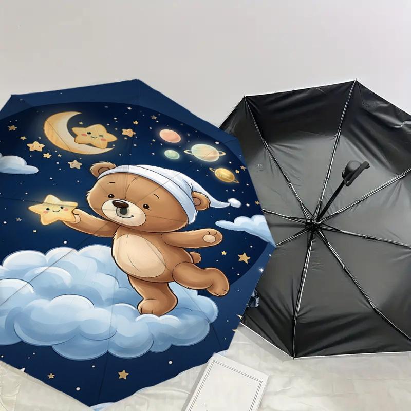 1PC Bear Cloud Umbrella-8-Rib Reinforced, Automatic Open, Lightweight & Durable, Fashion Accessory for Outdoor, J0395