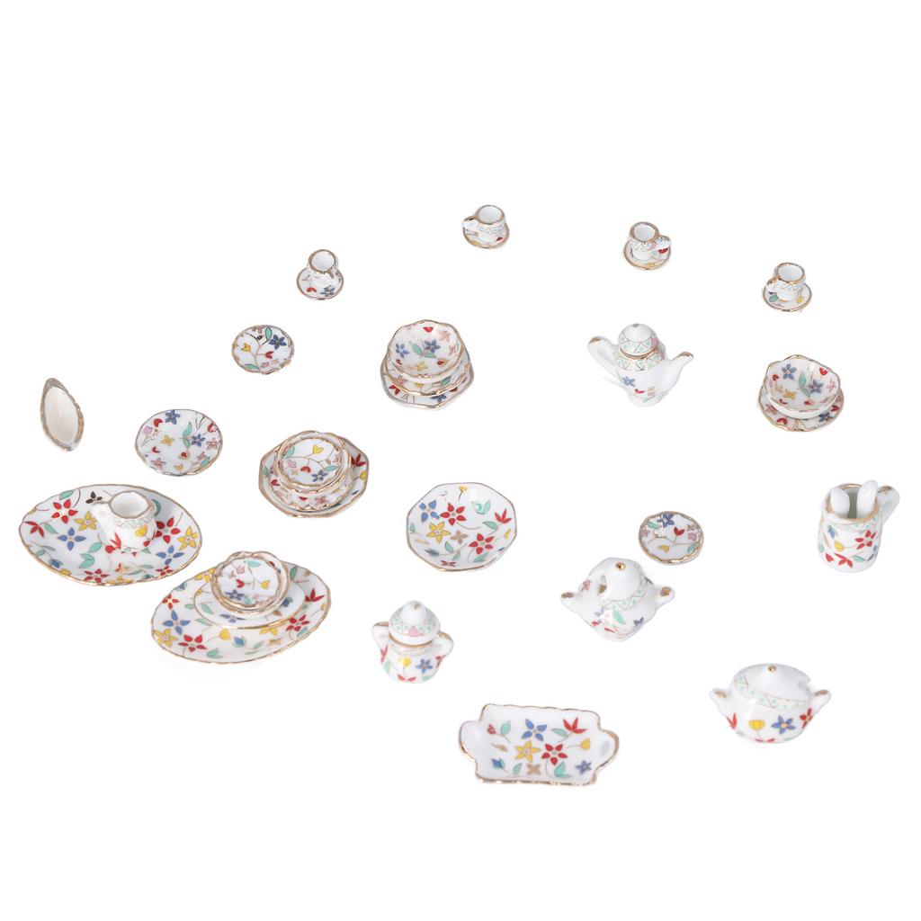 1:12 Zestaw Filiżanek do Herbaty dla Domku dla Lalek Symulacja Dekoracyjny Miniaturowy Ceramiczny Zestaw Filiżanek do Herbaty do Domku dla Lalek DIY