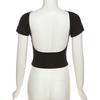 Women's O-neck Backless T-shirt Short Sleeve Solid Color Crop Top Summer Cute Baby Tee Y2k Clothes Bodycon Tunics Fashion Tank