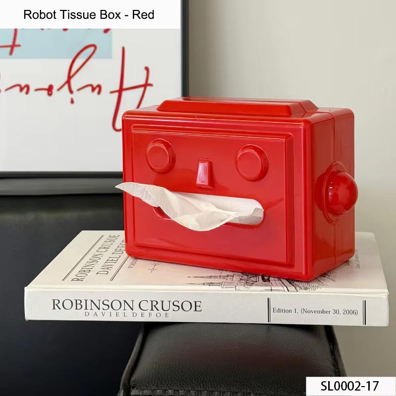 

Red Robot Tissue Box Storage Napkin Holder Paper Box Home Desktop Decoration Tissue Holder Kitchen Tissue Box Gift for Friends