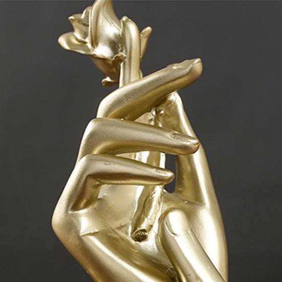 Złota Ręka Dekoracyjna Rzeźba Róży w Dłoni Romantyczna Ozdoba na Biurko Walentynkowy Prezent dla Dziewczyny Kobiet Żony Dekoracja Półki Domowej Stołu