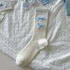 Ballet Style Solid Color Bow Mid Tube Socks Summer Cotton Lightweight Breathable Fashionable Soft Comfortable Casual Women Socks