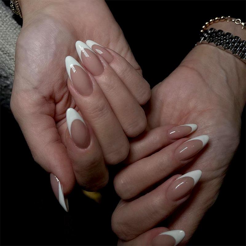 

30 boxed nail pieces, pointed nail, advanced sense wearing nail, simple style French fake nail manicure