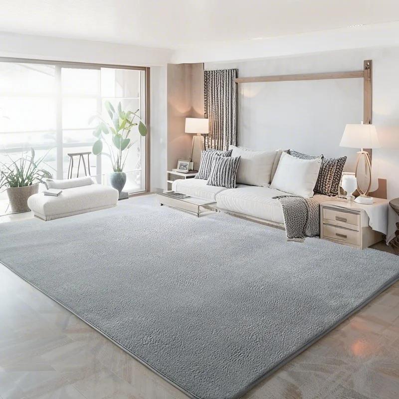 Soft Coral Fleece Carpet For Living Room Sofa Coffee Table Rug Kids Bedroom Soundproof Mat Balcony Cushion Home Decor Gray