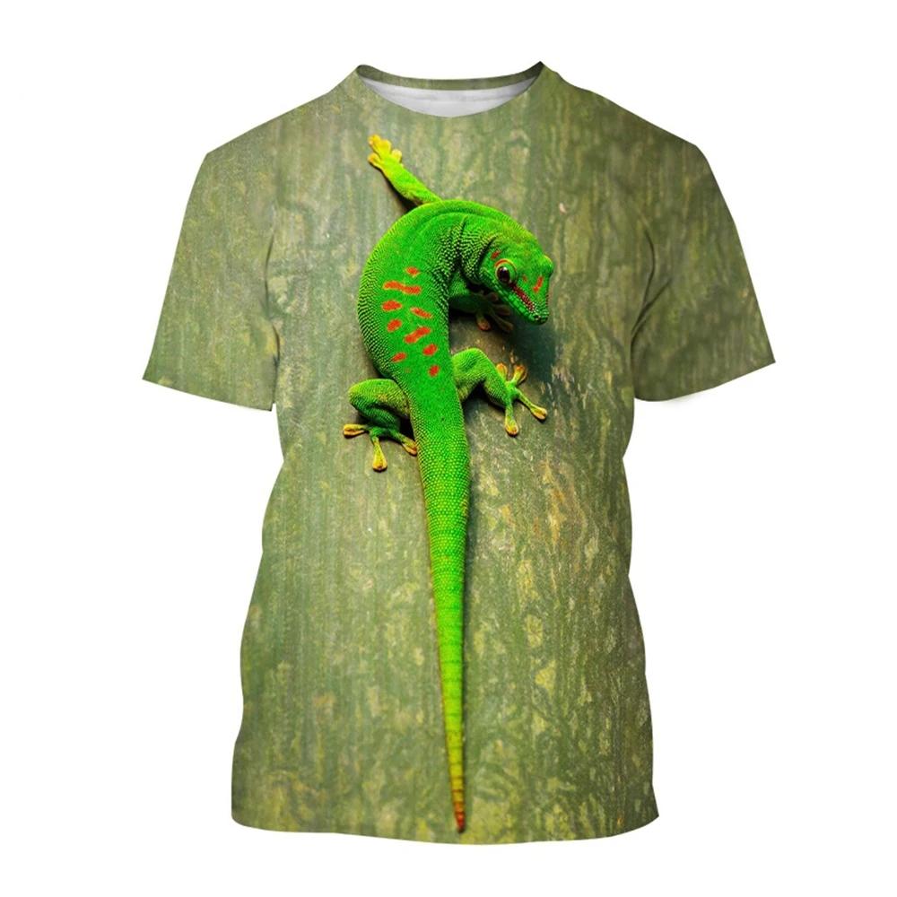 Summer Hot Selling Reptile Lizard Pattern Printed T-shirt Fashion Chameleon Plus Size Hip-Hop Street O-Neck Casual Top