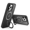 For iPhone 15 Pro Magnetic Phone Case TPU+PC Kickstand Matte Cover Compatible with MagSafe