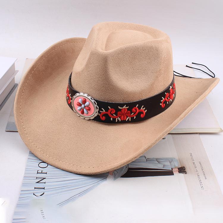 Western Cowboy Style Tibetan Fashion Top Hat Autumn/Winter New Collection Deer Skin Velvet Large Edge Riding Hat