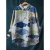 Summer Women's Loose Printed Round Neck Casual Plus Size Women's Long Sleeve T-shirt