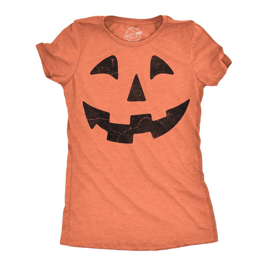 Pumpkin Face T-Shirt, Funny Halloween Shirts for Women, Jack O Lantern Costume Tee, Pumpkin Shirt, Gift for Her, Halloween Costume for Women