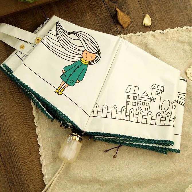 

Зонт от солнца, автоматический дождь, женский ветрозащитный складной зонт, защита от ультрафиолета, 8 К, милый зонтик для девочек