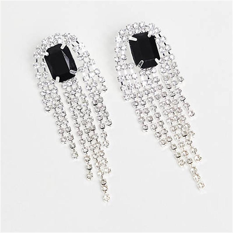 Square Diamond Fringed Earrings, Sexy Earrings For European And American Party Parties, Accessory Earrings.