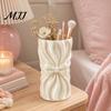 Girly Aesthetic Pen Cup 3D Printed Bow Storage Holder, Ruffled Makeup Brush Cup, Decorative Pleated Holder Desktop Organizer for Vanity Table