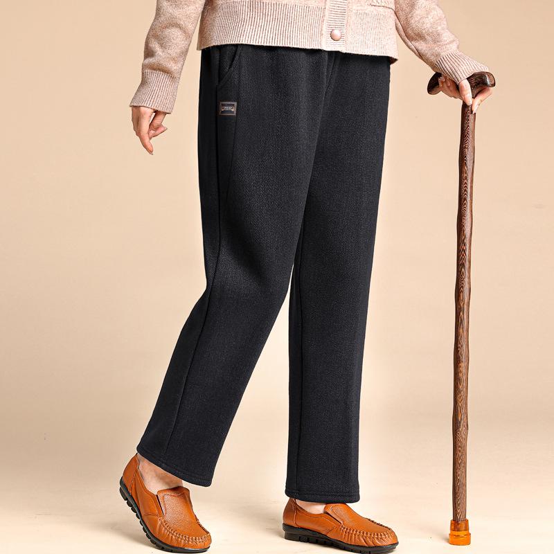 

Mom s Velvet-Lined Straight-Leg Winter Pants for Petite and Middle-Aged Women XL (80-100 jin)