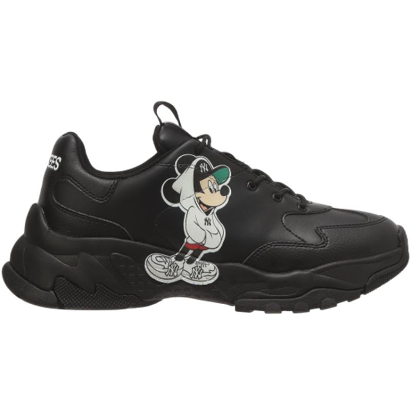 Disney X MLB Big Ball Chunky Cushioning, Slip Resistant, Lightweight Low Top Chunky Sneakers Unisex Black Sneakers 32SHCK011-50L