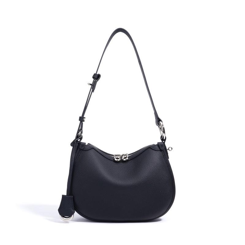2026 Genuine Leather High-end Simple Hand-bag Cross-slung Saddle Bag Fashionable Niche Commuting Shoulder Women's