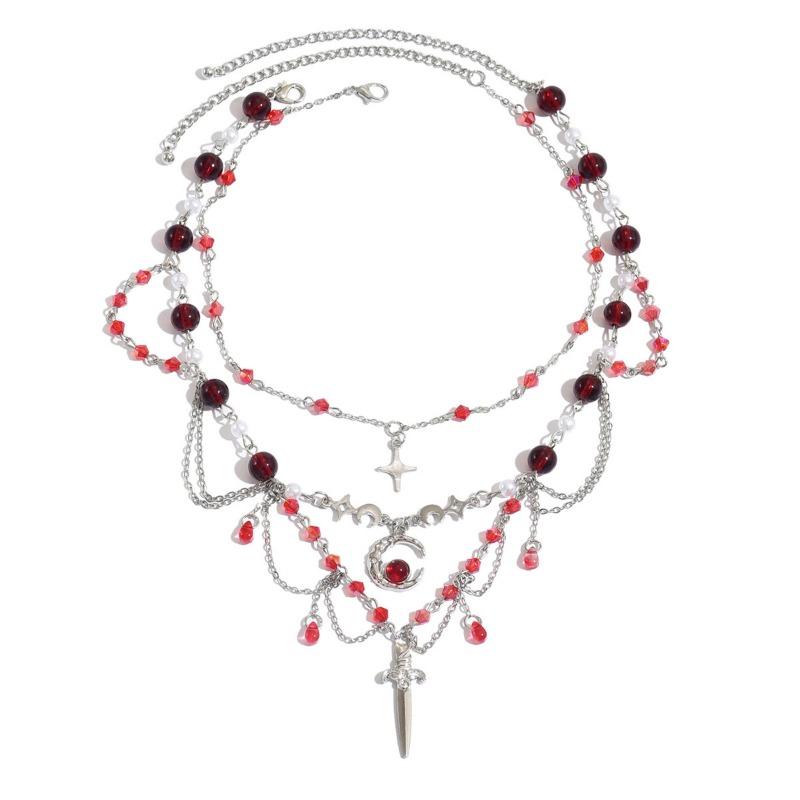 Gothic Necklace Retro Multi-layer Fringed Light Luxury Niche High Sense Irregular Moon Necklace Women