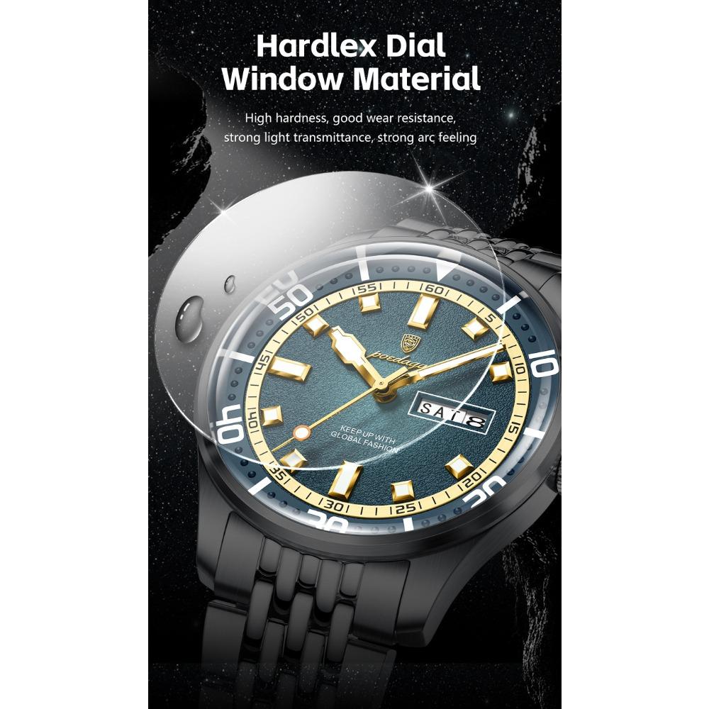 POEDAGAR Luxury Military Man Watch Casual Waterproof Luminous Date Week Men Watch Stainless Steel Quartz Men's Watches Reloj+Box