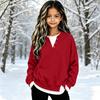 Big Girls V-Neck Pullover Top Casual Loose Fit Two-Piece Printed Blouse for School and Daily Wear