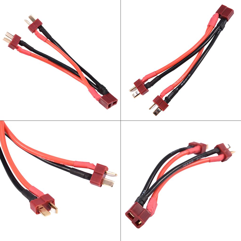 Connecteur Adaptateur Parallèle pour Pack Batterie Lipo RC Prise T 1 Femelle vers 2 Mâles Câble 14AWG