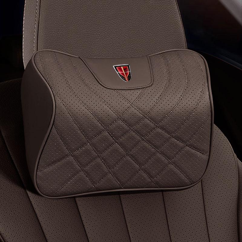 Polštář z paměťové pěny pro podporu krku a beder pro Hongqi HS5, H5, HS7, H7, H9 - Polštář na opěrku hlavy a opěradlo do auta z pravé kůže