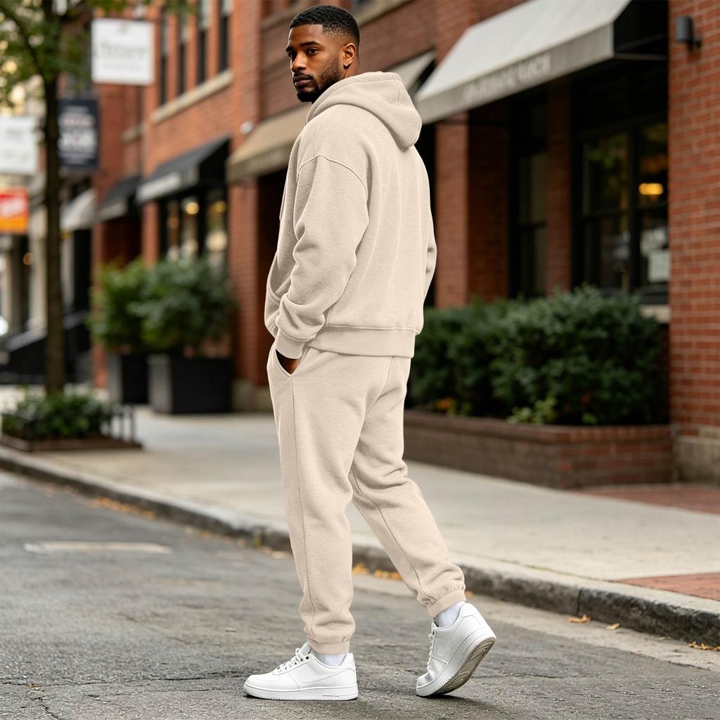 Men's Color Sweatshirt Set Casual Athletic Two Piece Outfit for Spring and Fall