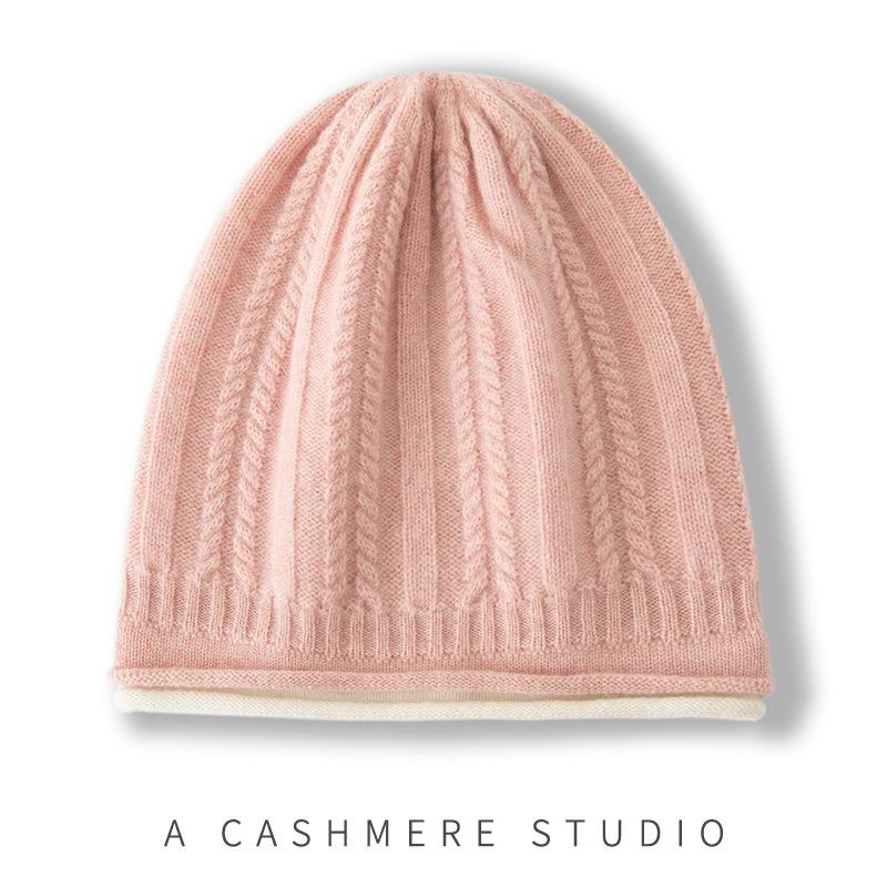 Cashmere Autumn and Winter New Women's Knitted Hat Casual Color Matching Twist Warmth Thick Twist Ear Protection Baotou Hat