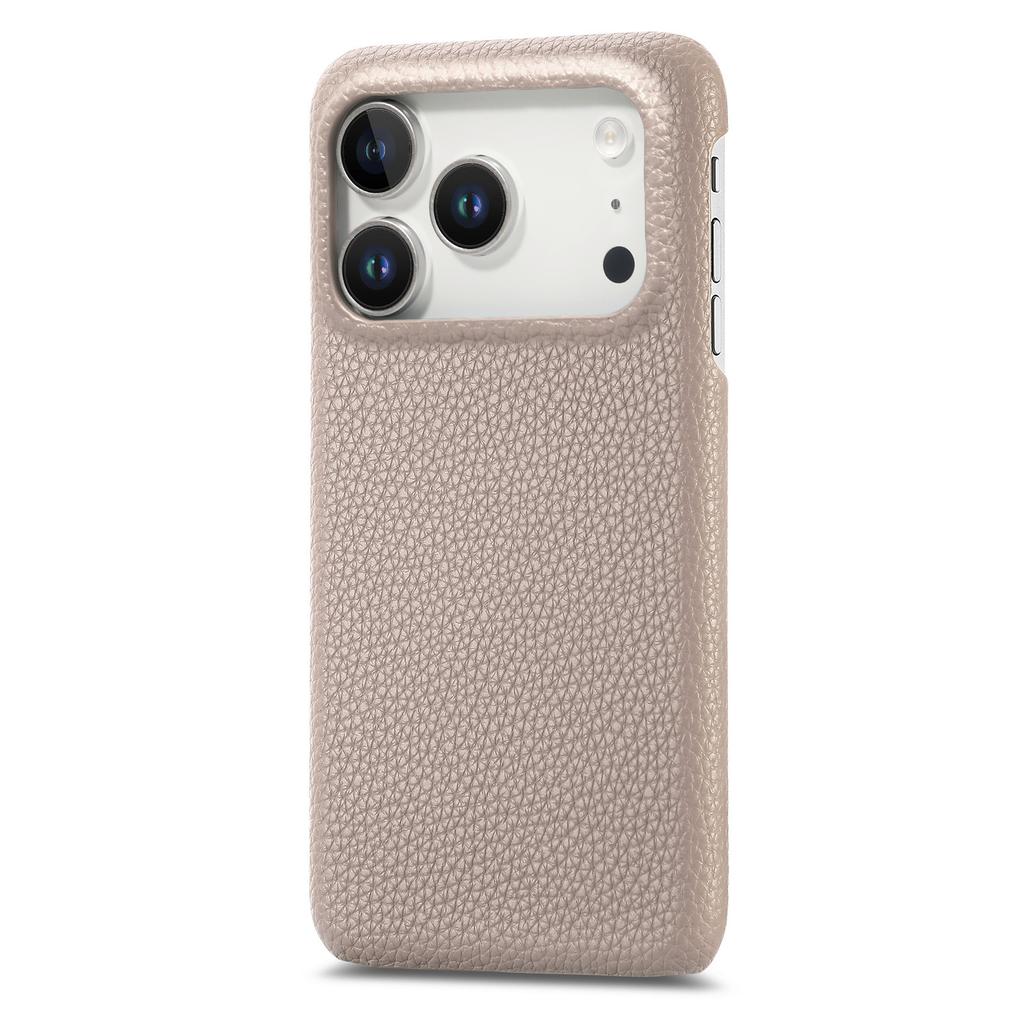 For iPhone 17 Pro Max Case Litchi Texture Leather Coated PC Mobile Back Cover