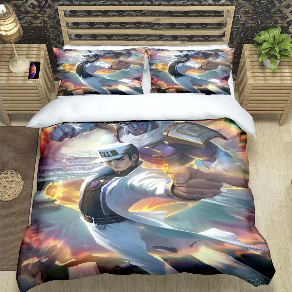 Beliebte Cartoon J-Jojo’S Bizarre Adventureprint Bettwäschesets Bettzubehörset Bettdeckenset Teenager Mädchen Einzelbett Einzelbett Kindergeschenk