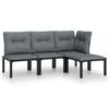 4 Piece Garden Lounge Set In Black and Grey Poly Rattan