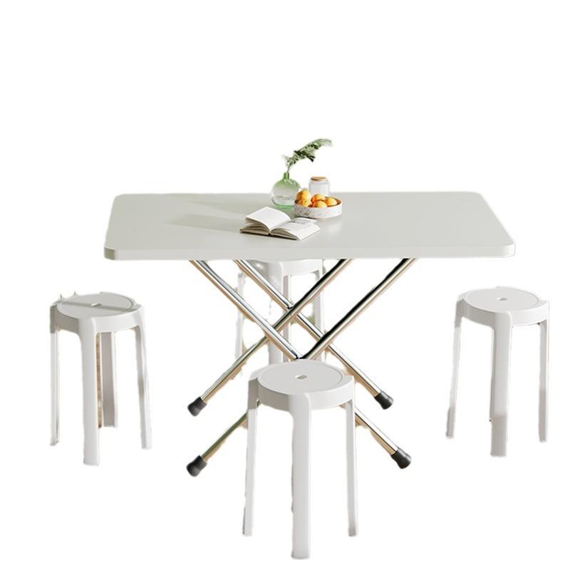 Foldable Table For Home Small Space Simple Rectangular Table For Rental Room Stall Use Portable Saving Space