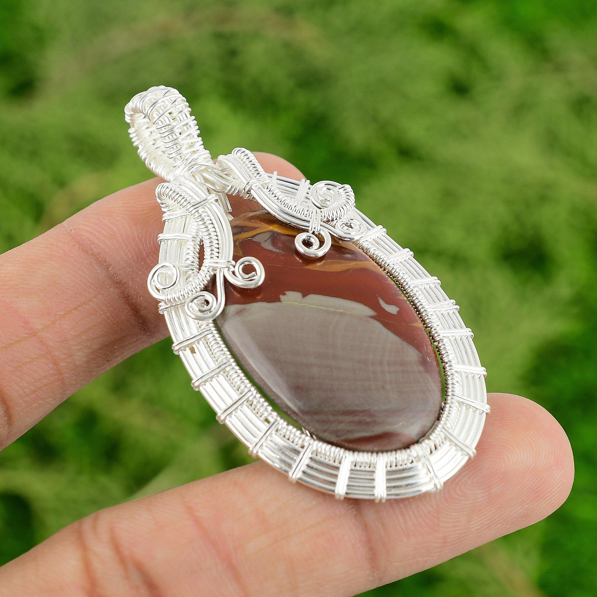 

Oval Noreena Jasper Stone Wire Wrap Daughter New Pendant Jewelry Sterling Silver