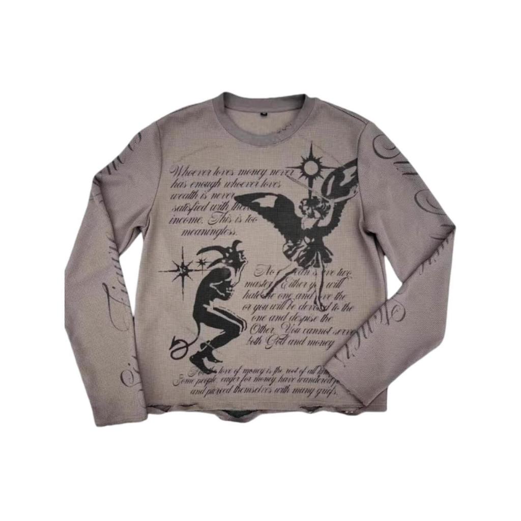 Unisex Gothic Y2K Skull Print Retro Pullover