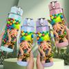 1PC Girl With Colorful Curly Hair Art Print 750ml Color Plastic Sports Water Bottle Leakproof Flip Straw Lid Suitable for Sports Office Home Use