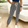 Summer Ladies Geometric Pattern Print Sweatpants Loose Fit Drawstring Joggers Elastic Cuff Daily Casual Pants