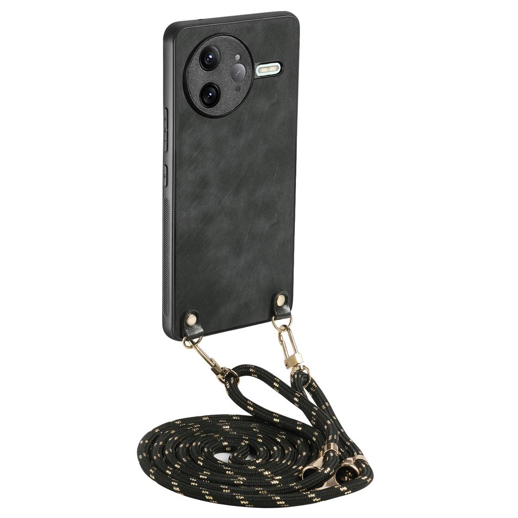 For Xiaomi Poco F7 Ultra 5G/Xiaomi Redmi K80 Pro 5G Retro Leather Phone Back Cover with Adjustable Strap